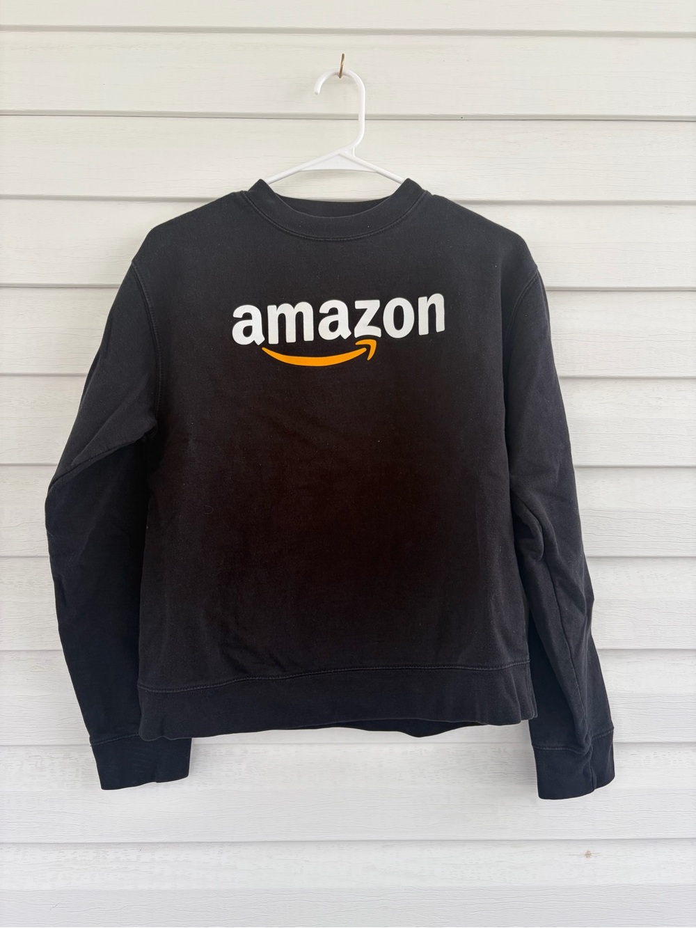 Amazon Logo Crewneck Sweatshirt Black Casual Graphic Pullover